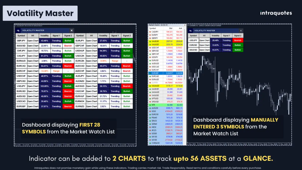 volatility master dashbaord display