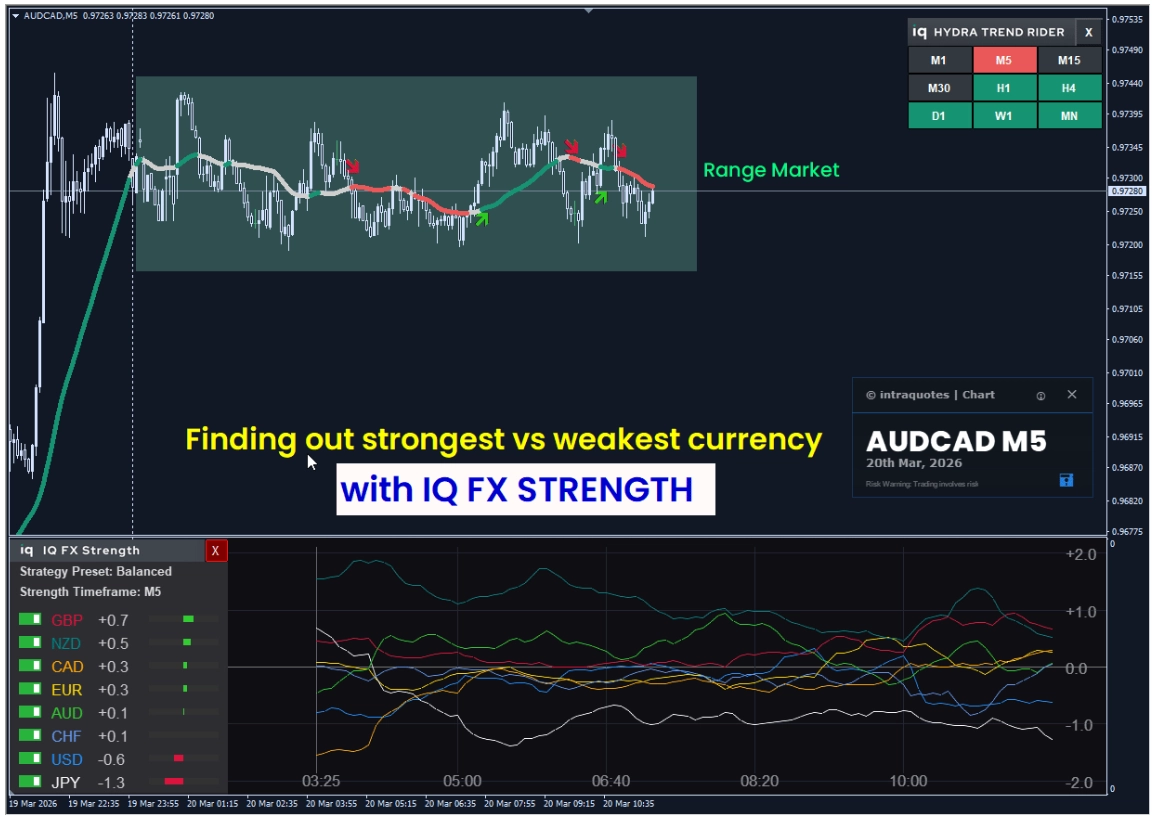 Market Case study - USDCAD forex trading with metatrader indicator IQ FX Strength